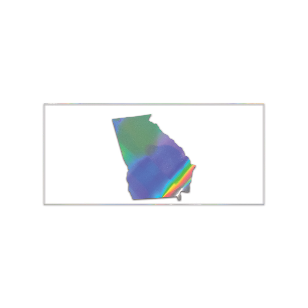Georgia Shaped Sticker Die Cut Chrome Mirror Gold Silver Oil Slick Rainbow