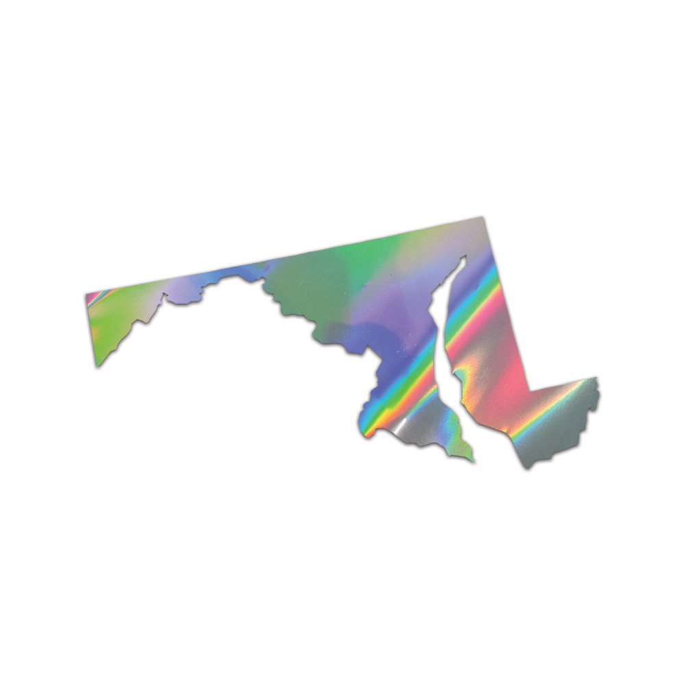 Maryland Shaped Sticker Die Cut Chrome Mirror Gold Silver Oil Slick Rainbow