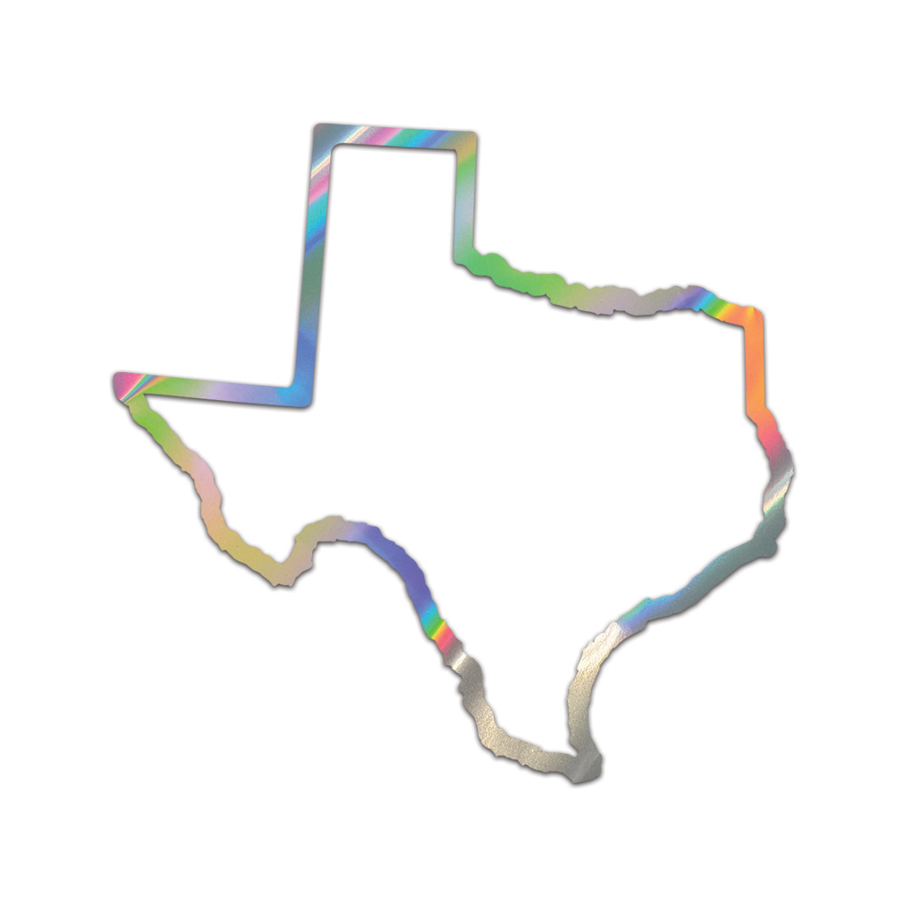 Texas Outline Sticker Die Cut Chrome Mirror Gold Silver Oil Slick Rainbow