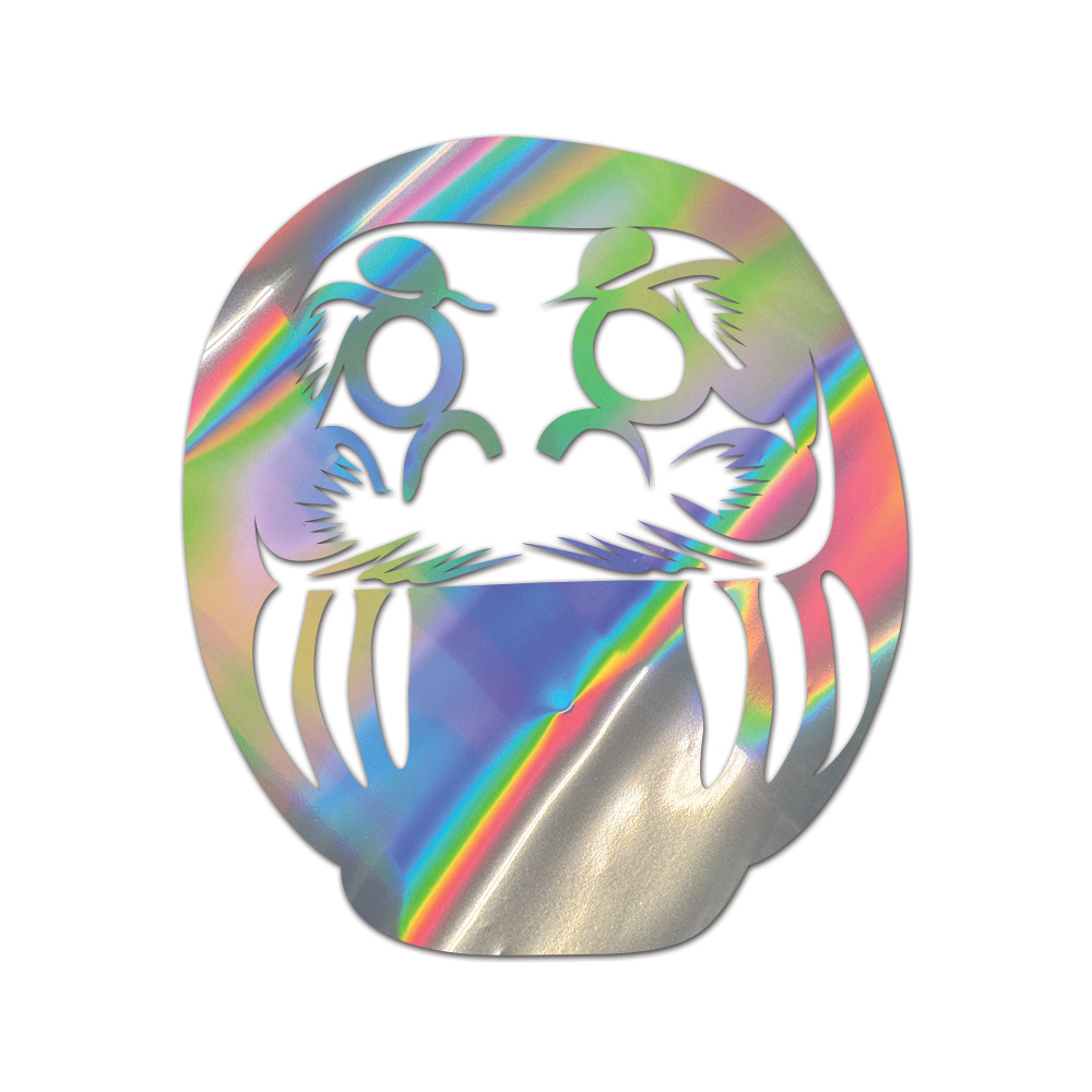 Daruma Sticker Die Cut Chrome Mirror Gold Silver Oil Slick Rainbow