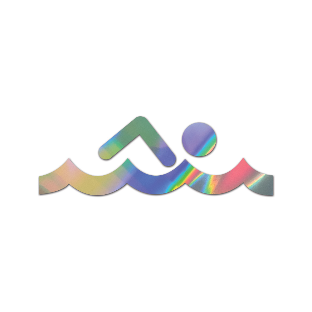 Swimming Sticker Die Cut Chrome Mirror Gold Silver Oil Slick Rainbow