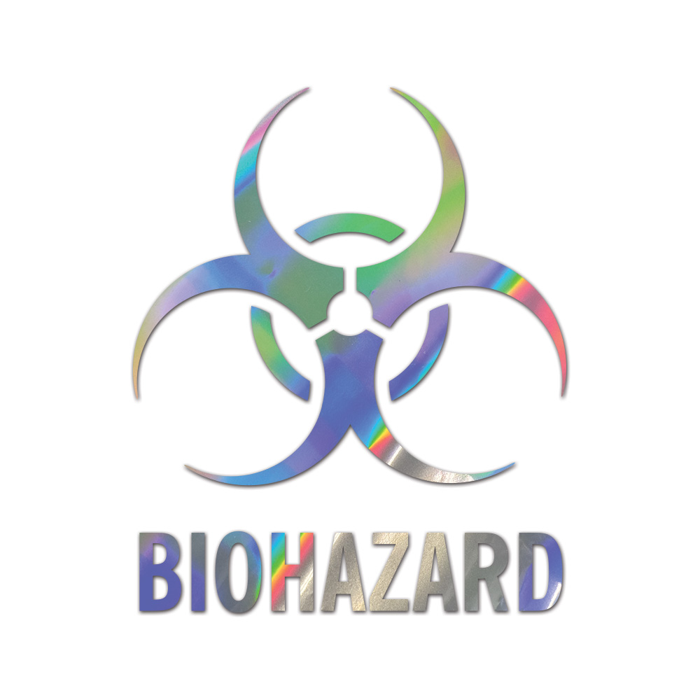 Biohazard Sticker Die Cut Chrome Mirror Gold Silver Oil Slick Rainbow