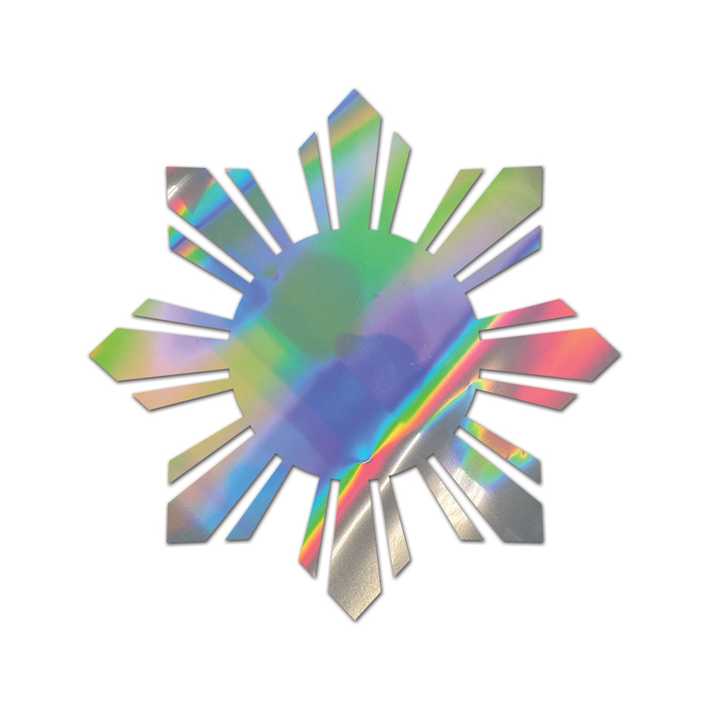 Philippines Sun Sticker Die Cut Chrome Mirror Gold Silver Oil Slick Rainbow