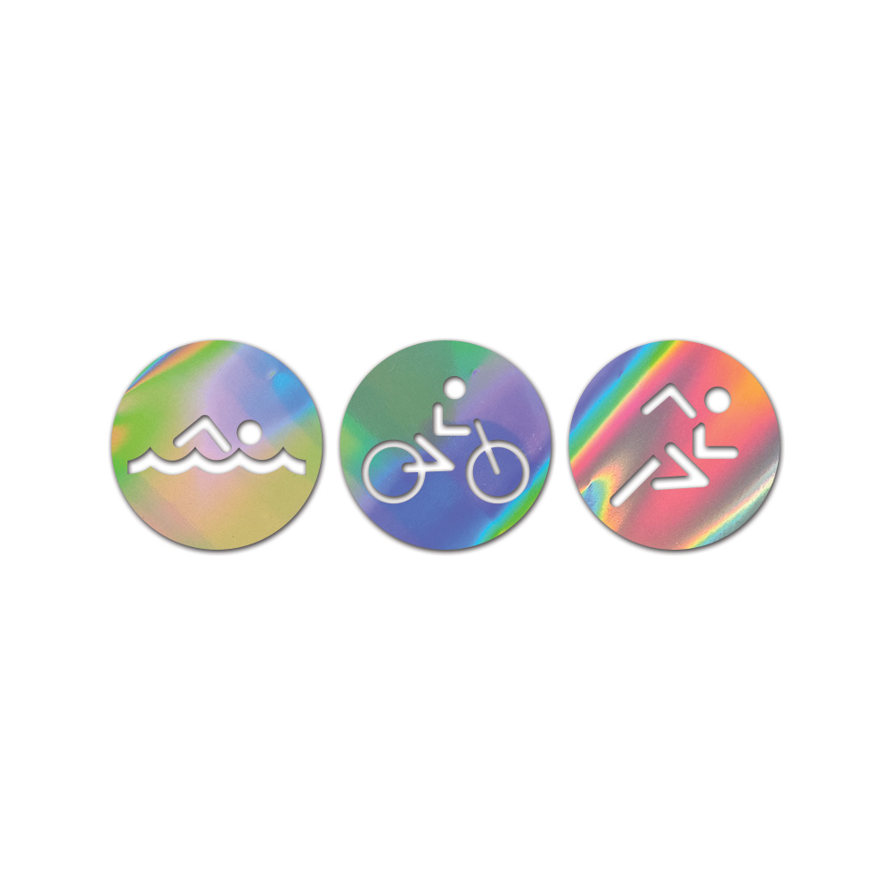 Triathlon Sticker Die Cut Chrome Mirror Gold Silver Oil Slick Rainbow